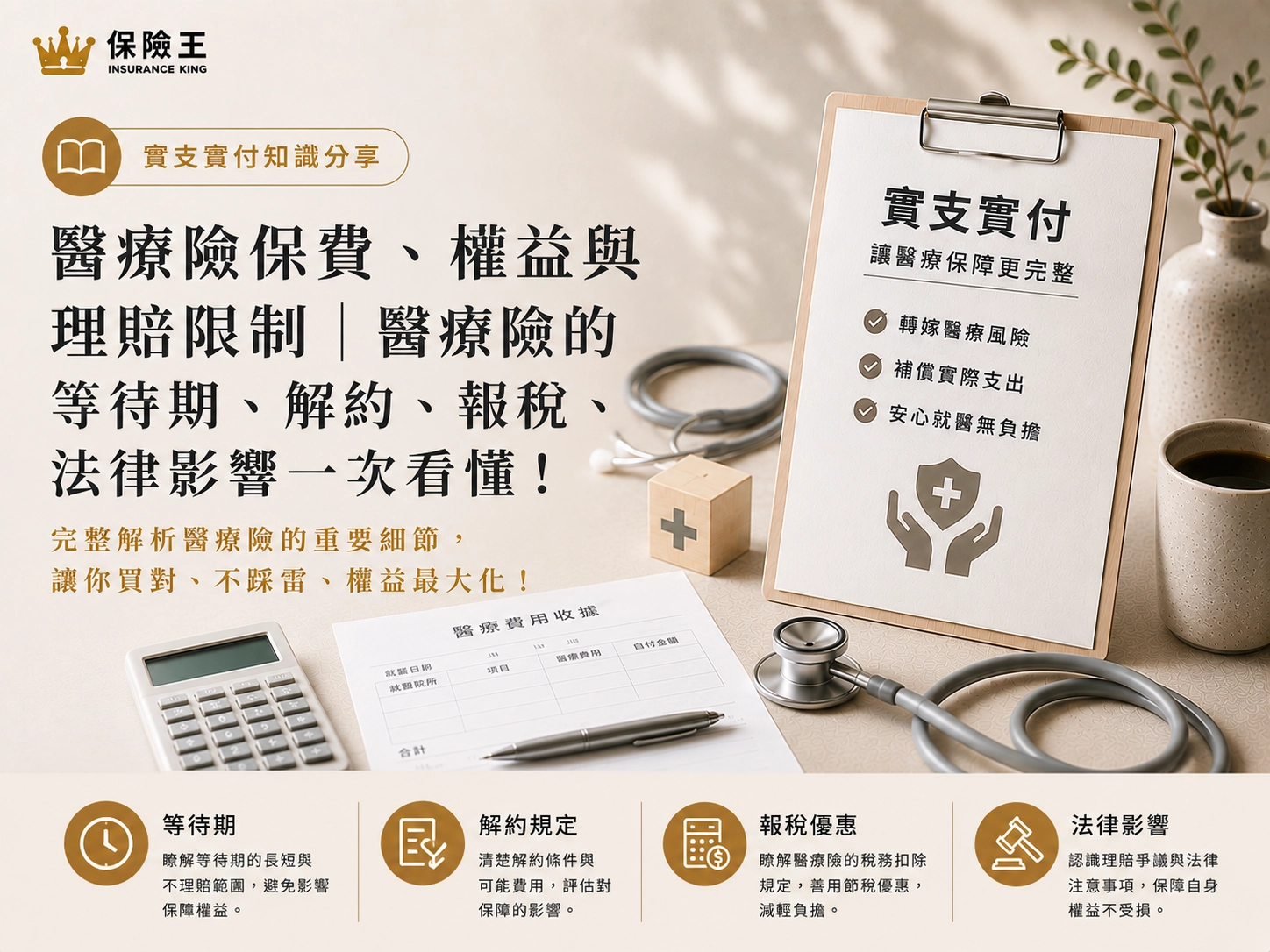 醫療險保費、權益與理賠限制｜醫療險的等待期、解約、報稅、法律影響一次看懂!