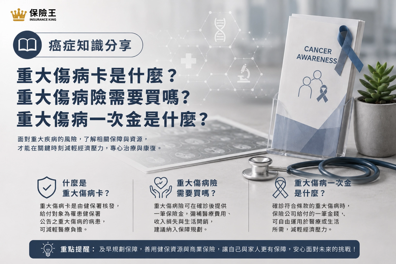 重大傷病卡是什麼?重大傷病險需要買嗎?重大傷病一次金是什麼？