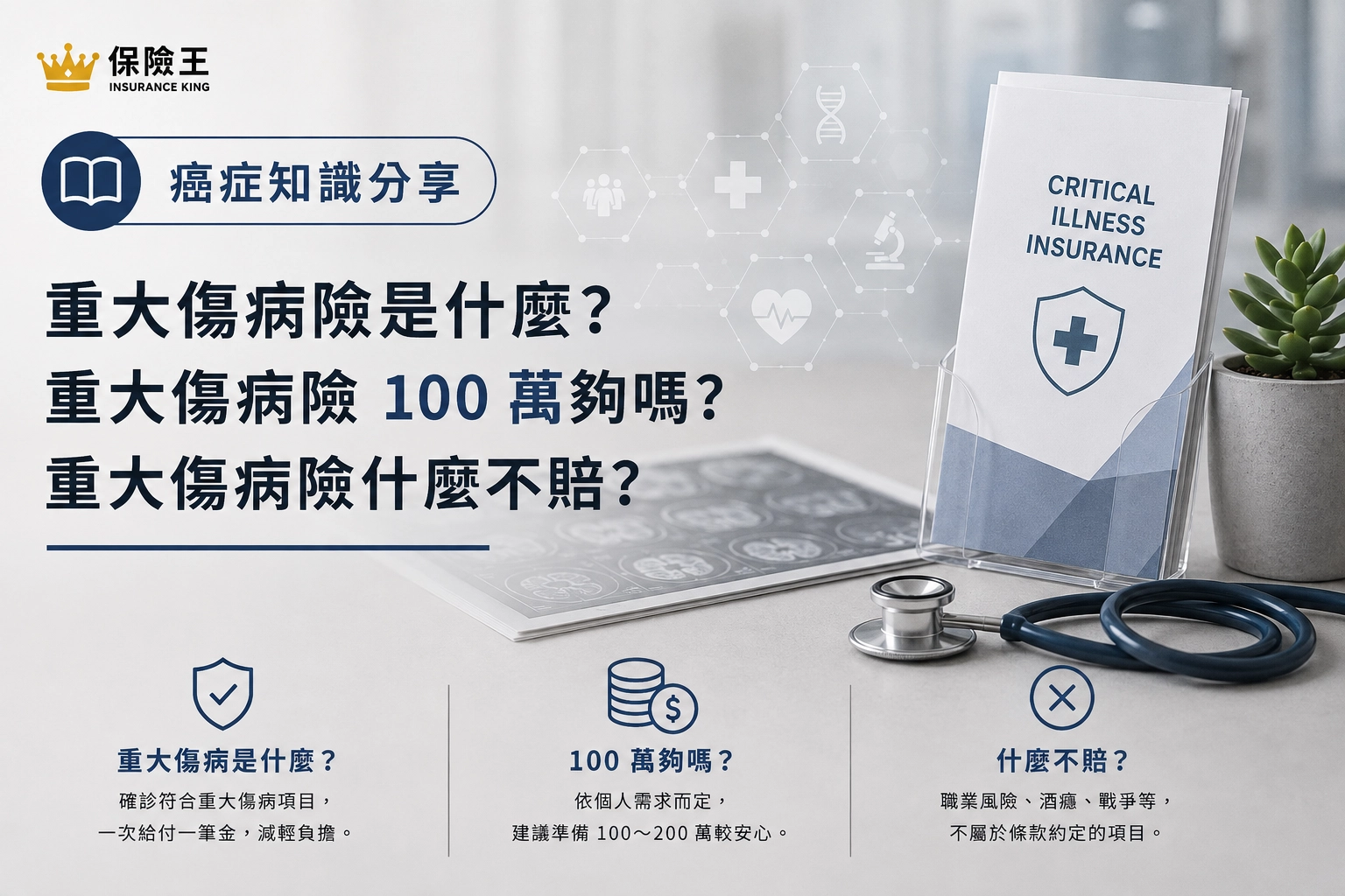 重大傷病險是什麼?重大傷病險 100 萬夠嗎?重大傷病險什麼不賠?